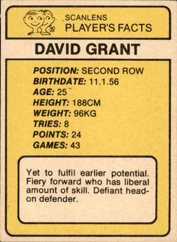 1981 Scanlens #15 David Grant Back